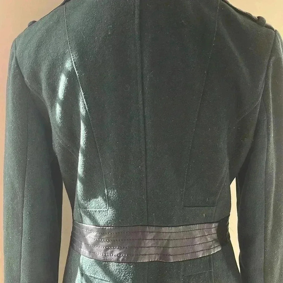 [S]  Miss Sixty Women's Zip Front Wool Blend Green Military Pea Coat - Picture 9 of 12